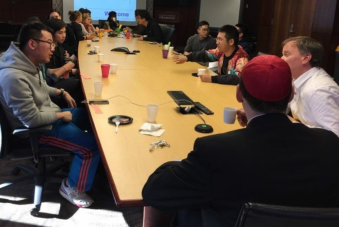 Radislav Romanovich Johnson, then-Cardinal Johnson, meeting with students in an academic roundtable